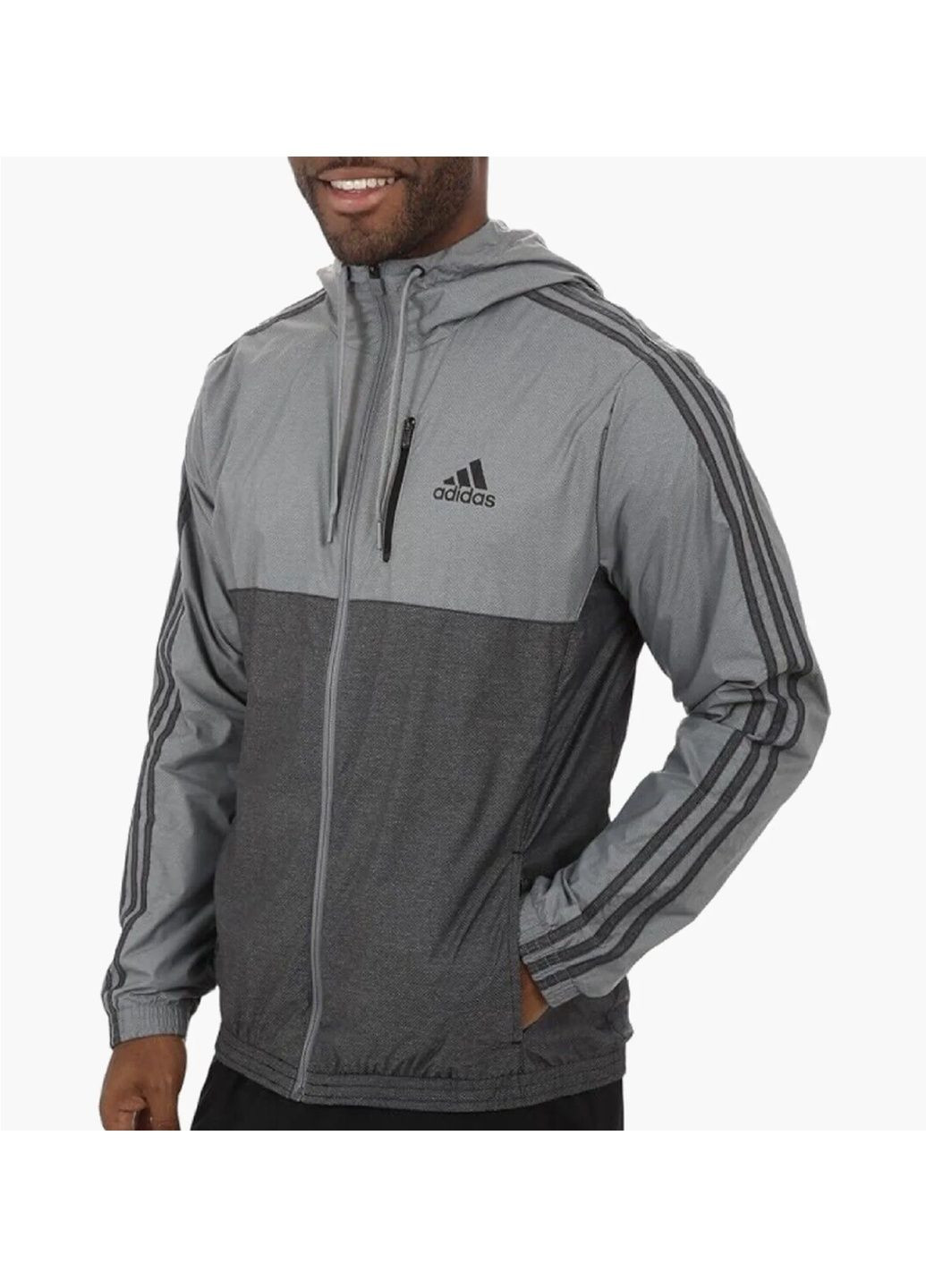 Серая ветровка мужская essential grey s87046 adidas