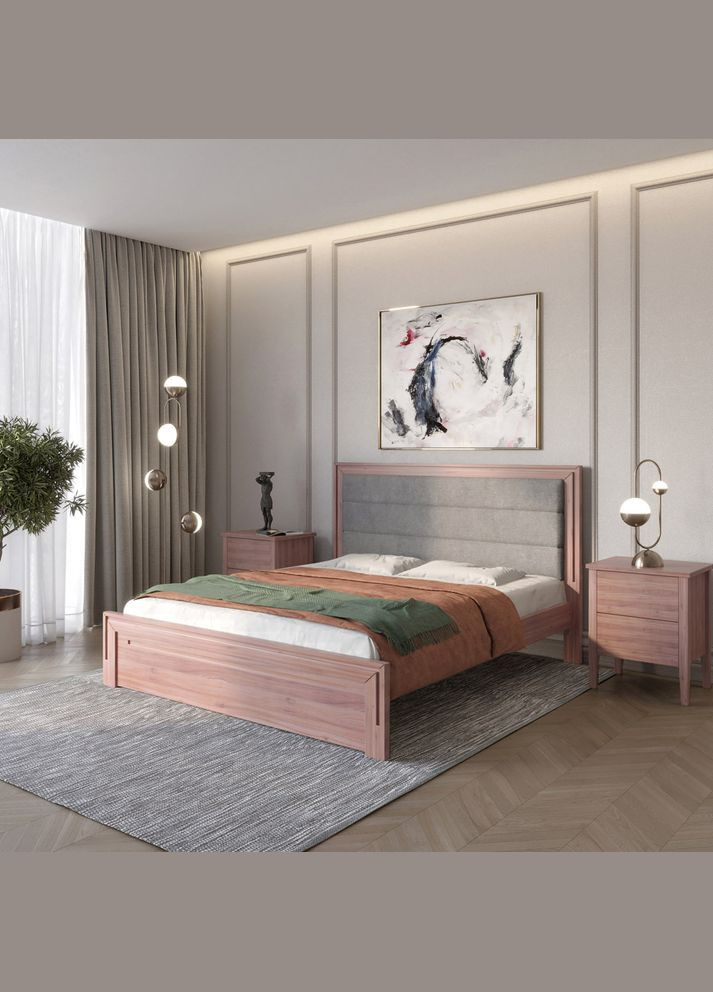 Двуспальная деревянная кровать Торонто Т5/Аляска 93 (серый) 140х200 см (MBG-8903) Mebigrand (368280618)