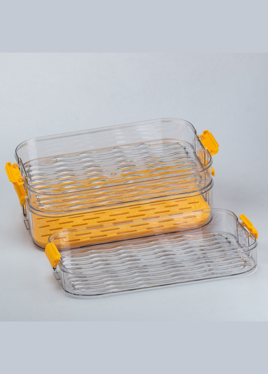 Контейнер для хранения и замораживания продуктов трехъярусный 32* 21* 16,5 см, оранжевый Happy Life (331768888)