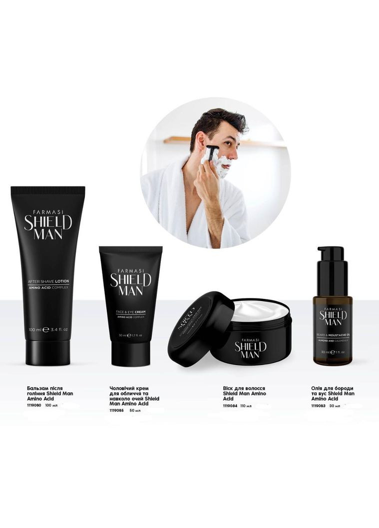 Масло для бороды и ус Shield Man Amino Acid 30 мл Farmasi (294946673)