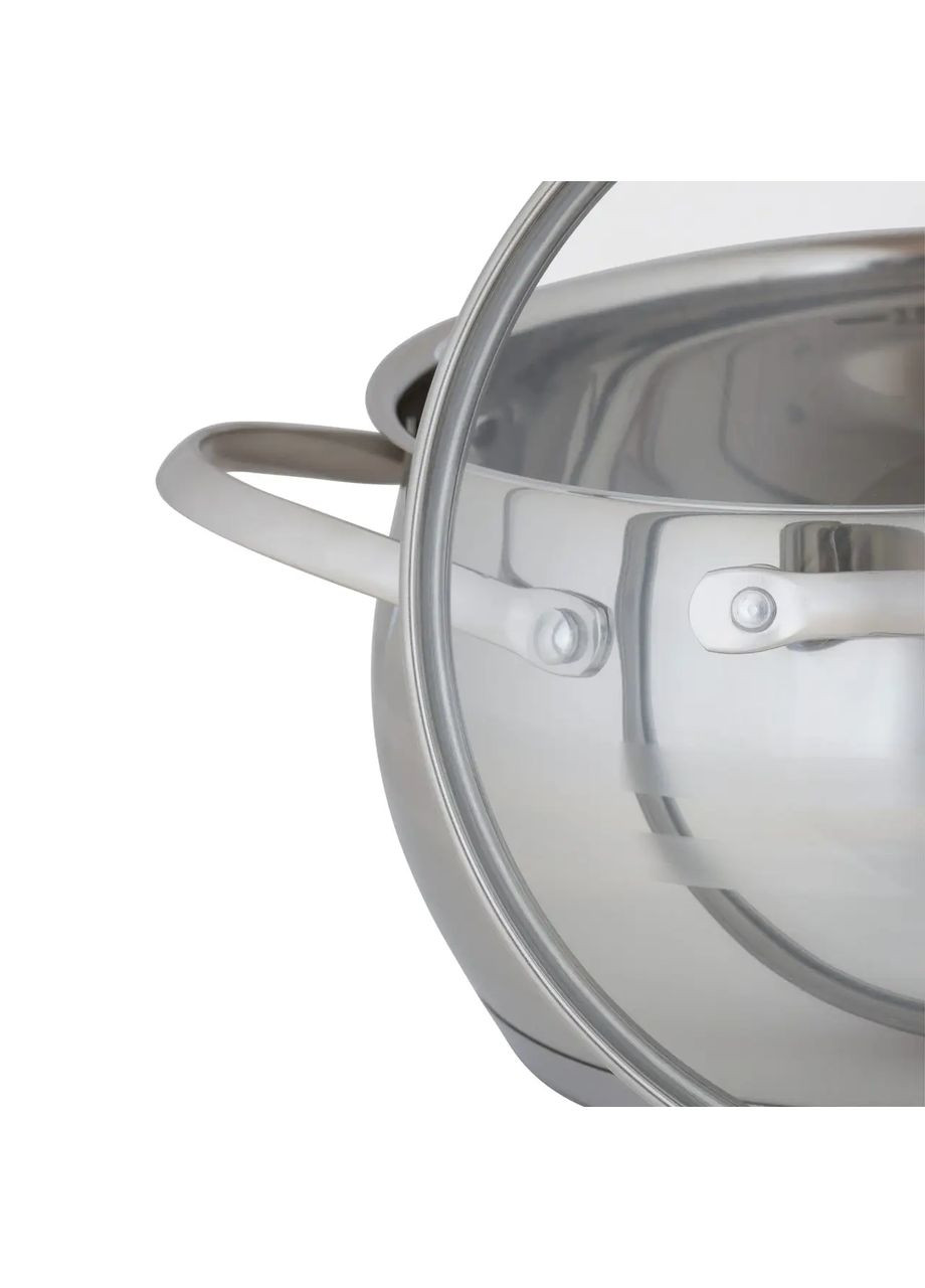 Набор кастрюль из нержавеющей стали 6 предмета для индукции и газа (2.1л, 3.7л, 6.1л) KM- hjk Kamille 5911 (360880077)