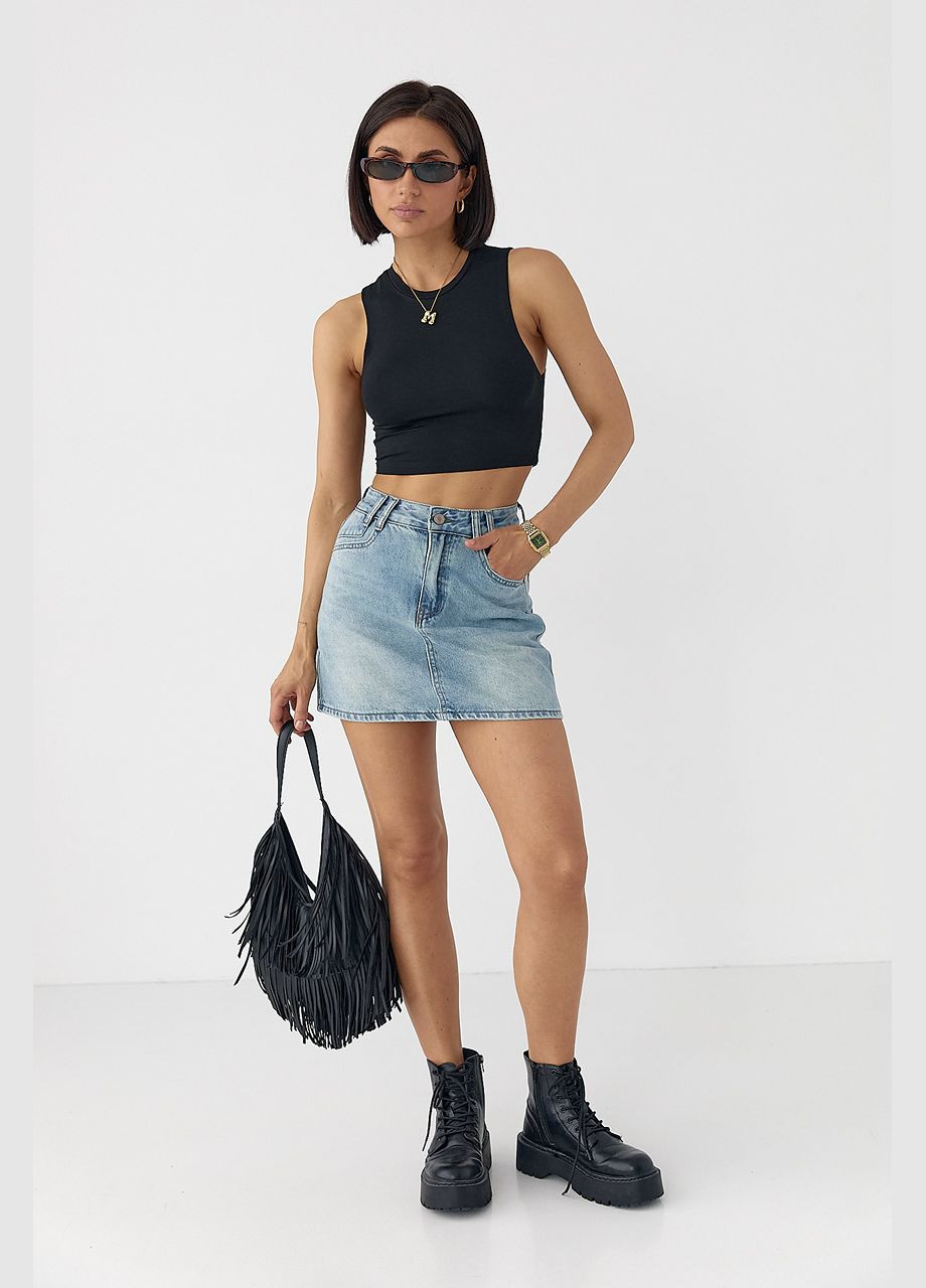 Голубая джинсовая мини-юбка Lurex