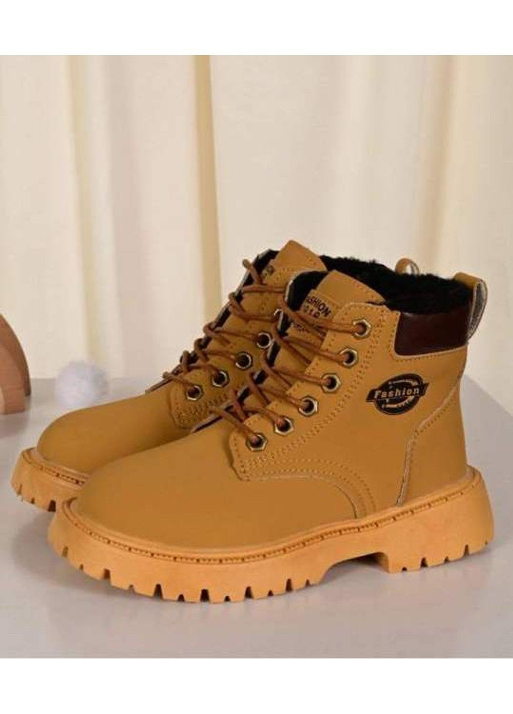 Зимние ботинки детские зимние коричневые Red Sun на шнурках