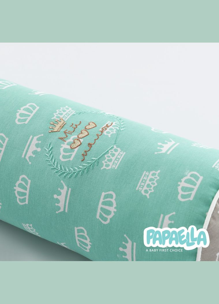 Набір бортик-валик захисний у ліжечко Papaella 120x15 см + 60x15 см бавовна м'ята/корона бежевий IDEIA (333819578)