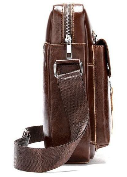 Стильная мужская сумка через плечо Vintage из натуральной кожи с карманами коричневая (sku_14829) No Brand (328922038)