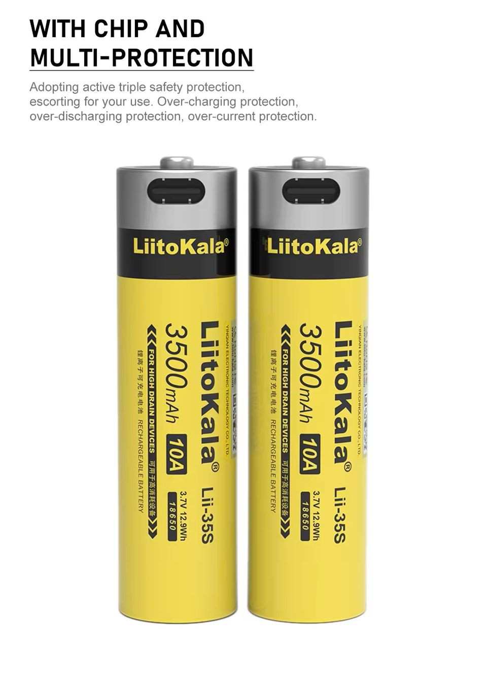 Аккумулятор 18650 Lii-35S 3.7V 3500mAh USB Type-C (1312) LiitoKala (333831985)