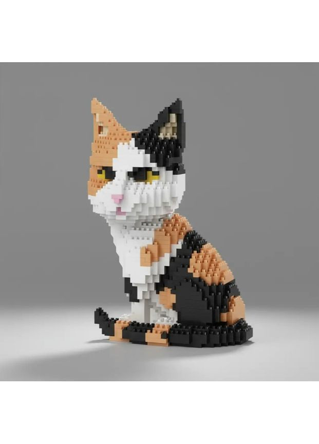 3D конструктор «Трёхцветная кошка» для детей, 1300 деталей, пластиковый, развивающий, фигурка 13×8×18 см, унисекс No Brand (364191305)