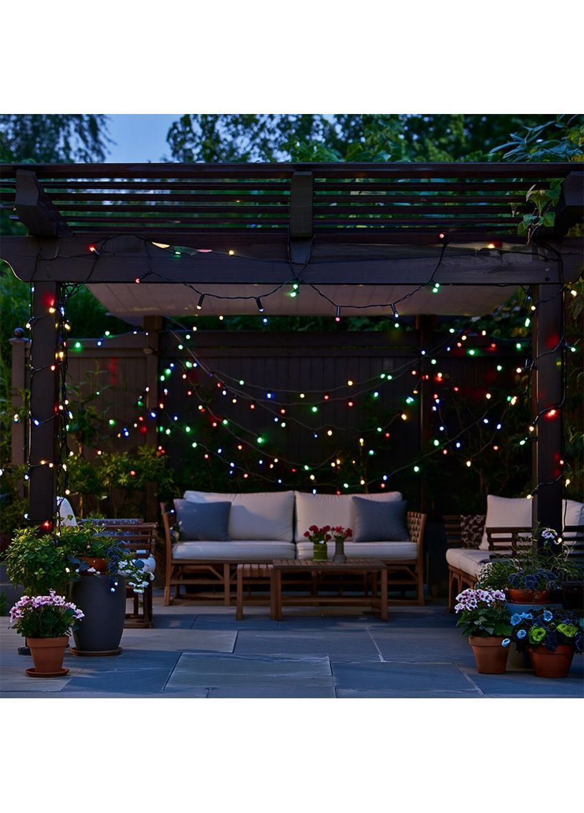 Новорічна гірлянда вулична 50 м 500 LED з сонячною батареєю чорний провід Мультиколір SB500L50MBML Garlando (370373115)