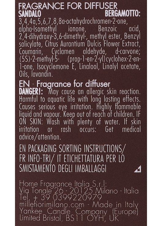 Наповнювач до аромадифузора "Сандал і бергамот" Natural Diffuser Sandalo Bergamotto 250ml (836296-36433680) Millefiori (369789555)
