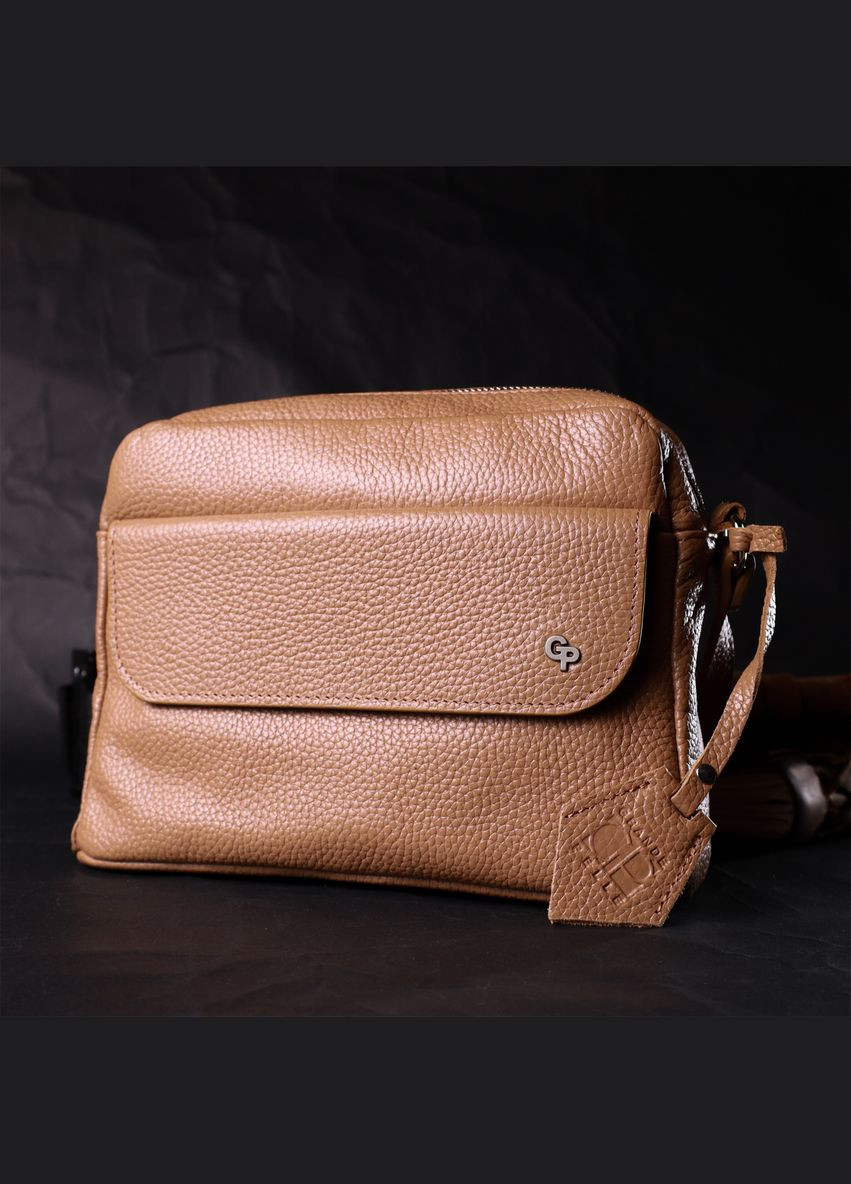 Стильна сумка жіноча крос-боді з натуральної шкіри бежева 11652 Grande Pelle (329199149)
