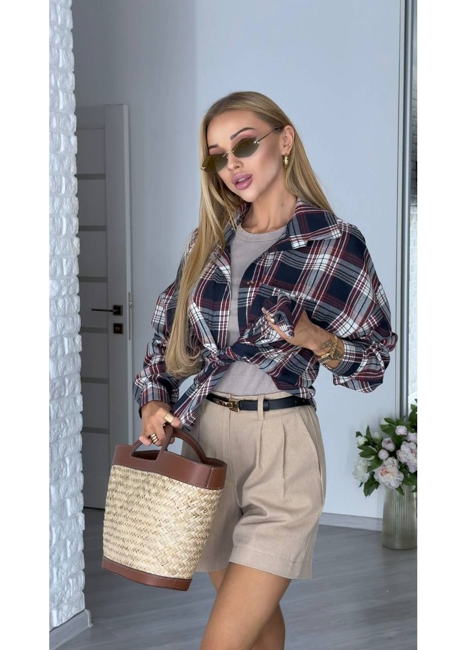 Жіноча сорочка оверсайз з фланелі MonCher (352709629)