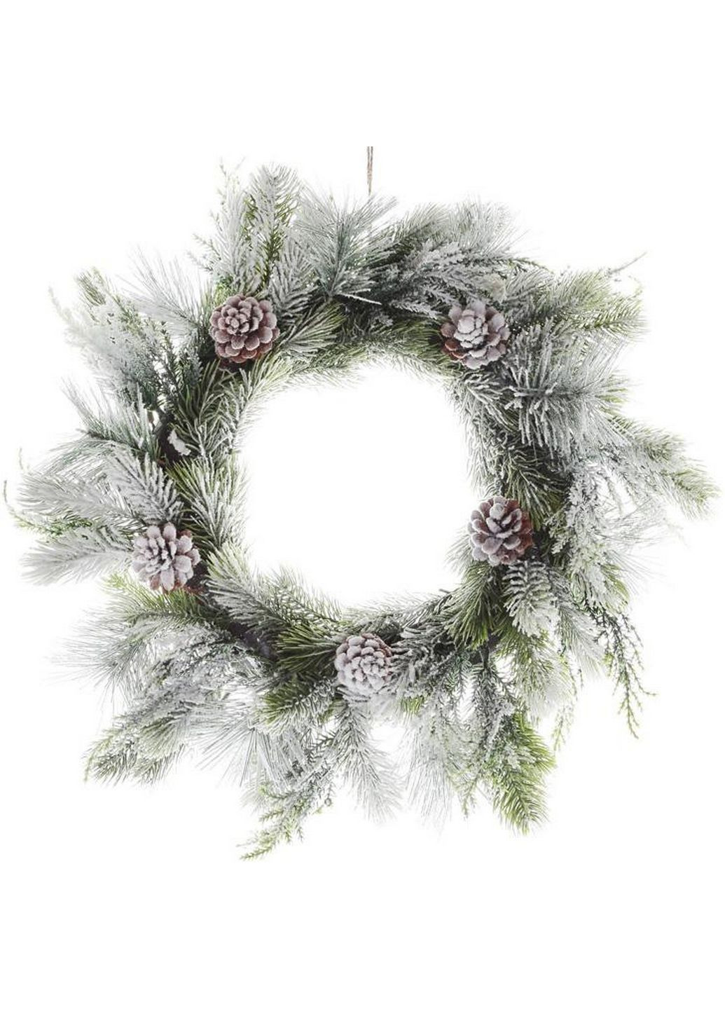 Новогодний декоративный венок "снежный", искусственная хвоя с шишками Bona (282586916)