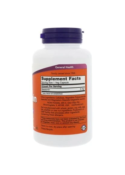 Амінокислота Мелатонін, Melatonin, 5 Мг, 60 капсул (NF3555) Now Foods Мелатонин, Melatonin, 5 Мг, 60 капсул (400306699)