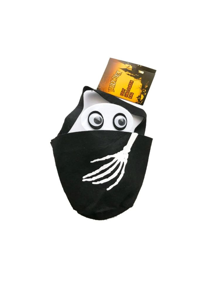 Сумка для конфет на хэллоуин Скелет 22 на 16 см чорно-белый Jannet Сумка (357205540)