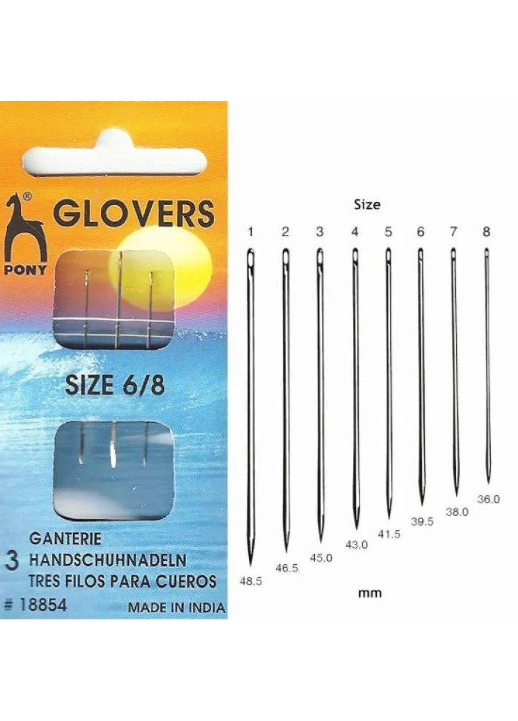 Иглы для кожи №6-8 (3 шт) Pony (Индия) вышивка бисером, нитками, лентами, гладью No Brand (334343508)