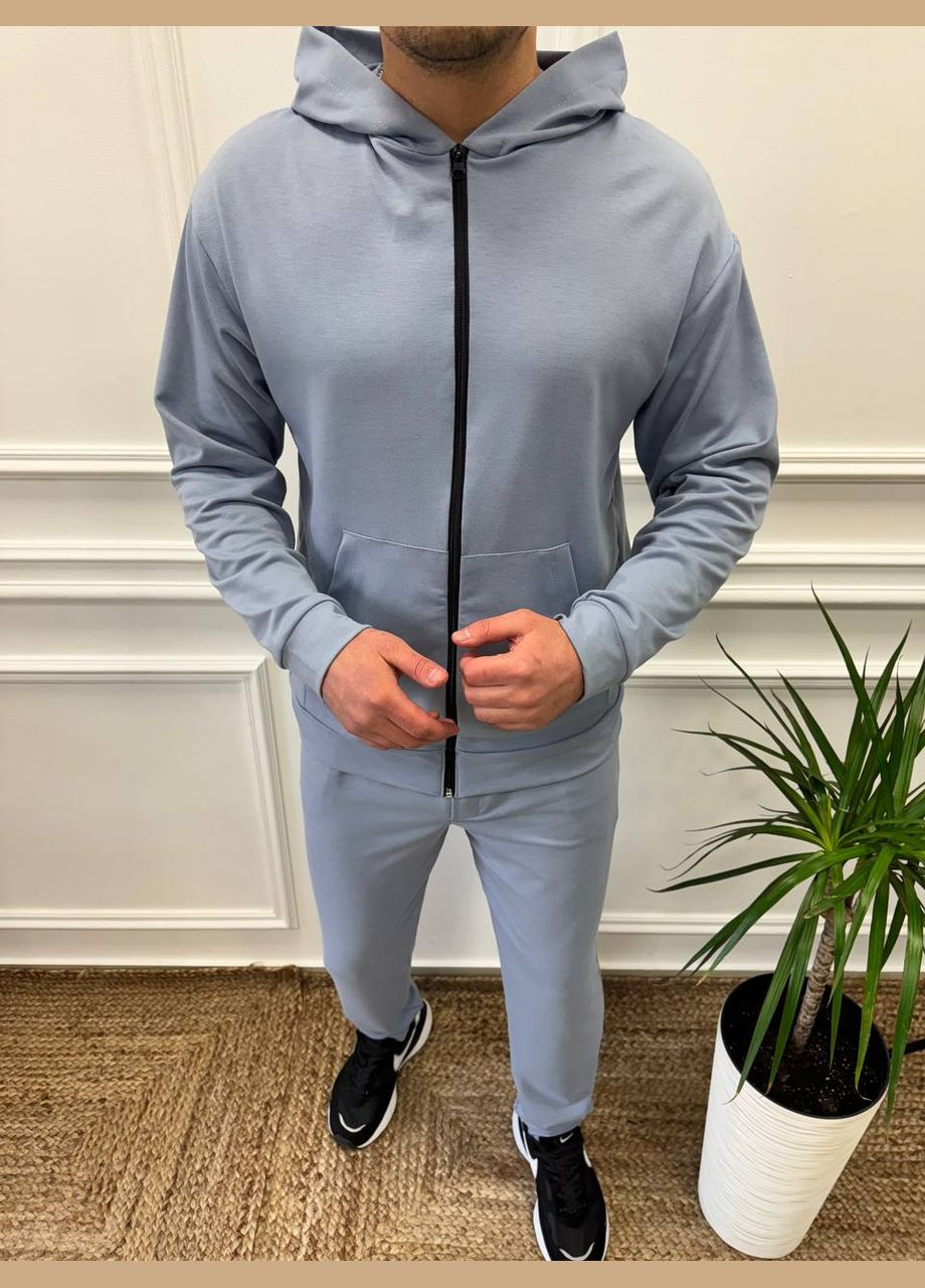 Сірий костюм на блискавці No Brand