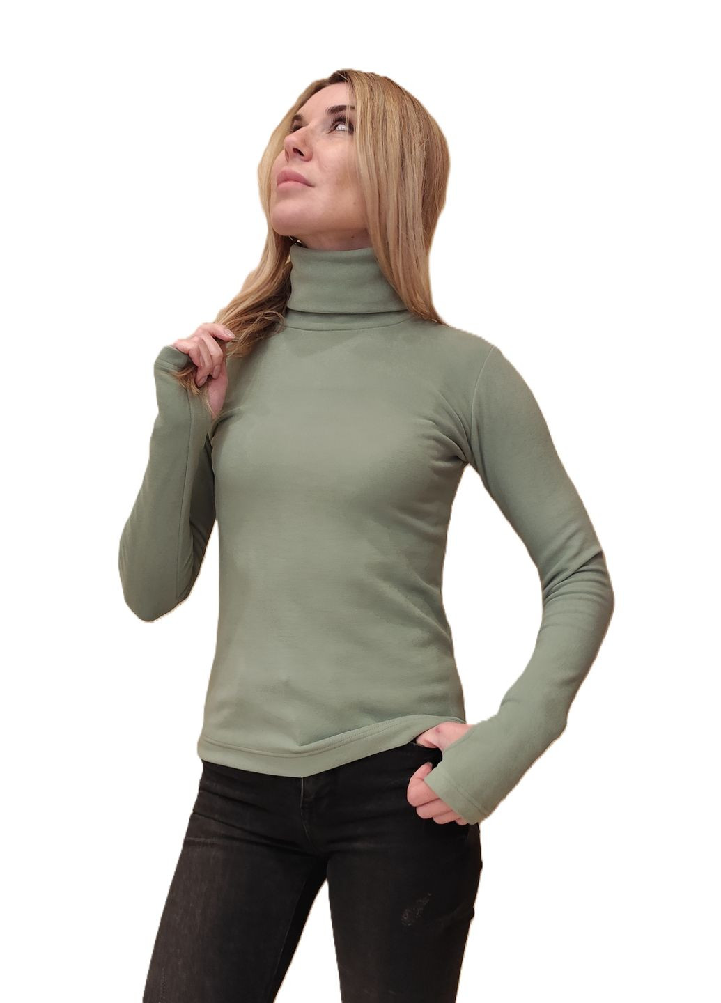 Водолазка з вирізом для великого пальця оливкова Capricious 076 (361113456)