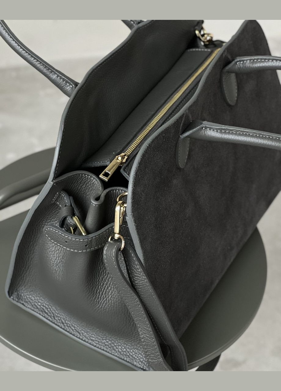 Жіноча шкіряна сумка JOLLY темно-сіра 803002 Vera Pelle (318831781)