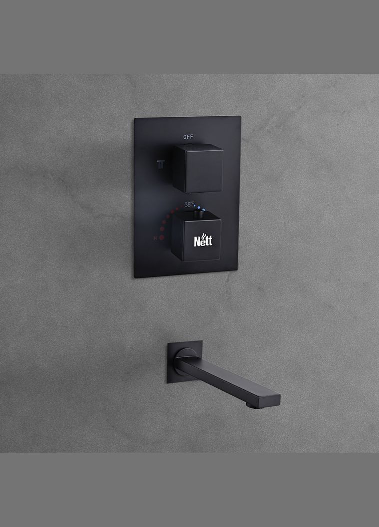 Чорна душова система з термостатом внутрішнього монтажу з виливом TSB-521 Nett (336939136)