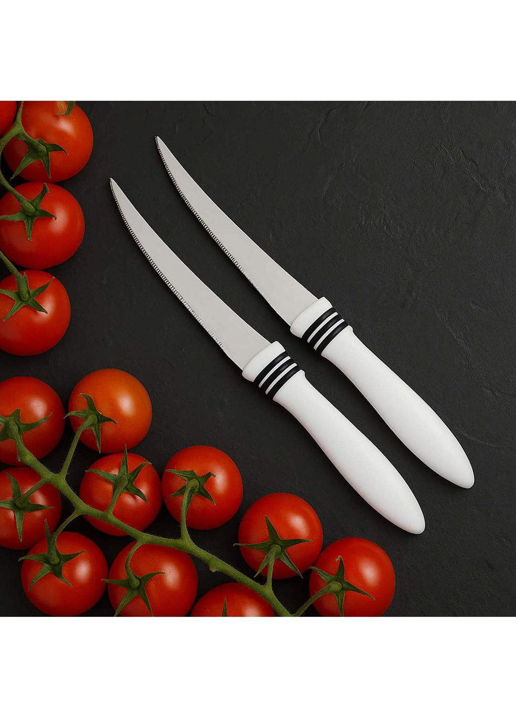 Набір ножів кухонних, 2 шт., для томатів та м'яких овочів Kitchen Master білий, нержавіюча сталь, пластик