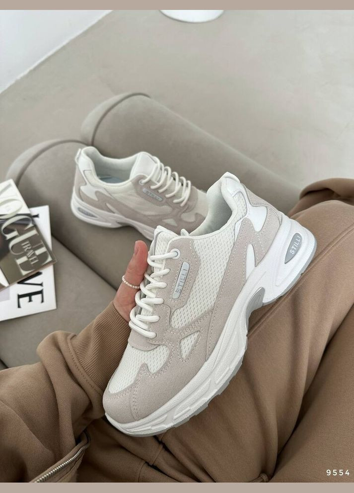 Бело-серые кроссовки эко-замша текстиль, белые кроссы Stilli серые демисезоны (316278579)