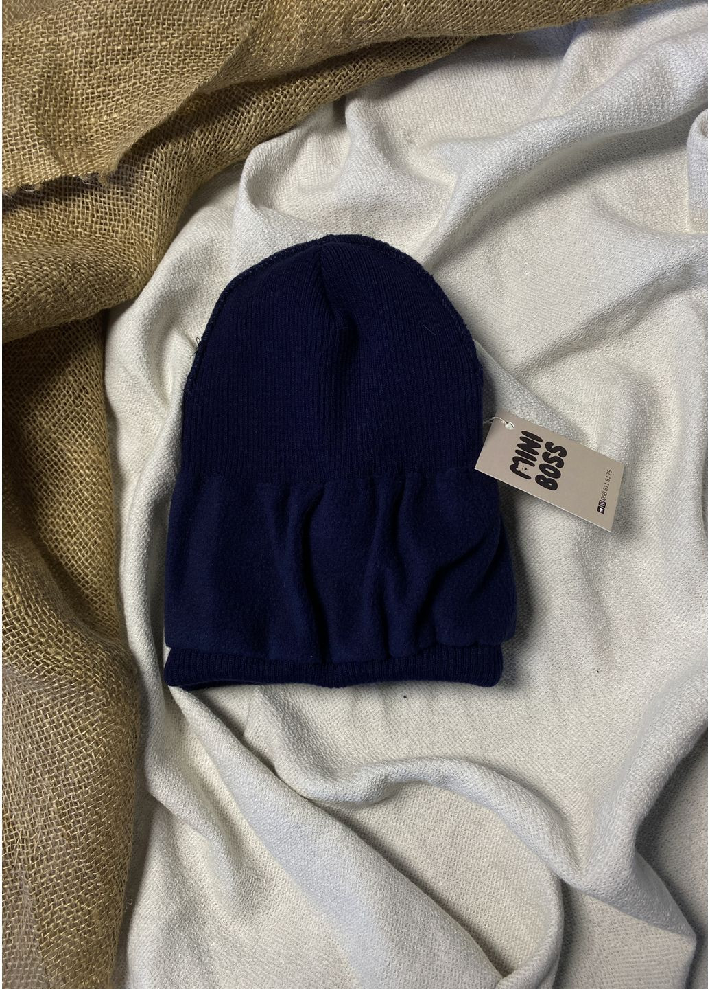 Двухслойная шапка для детей и подростков с отворотом, утеплённая флисом, для холодной осени и зимы Talvi Твіст (370369518)