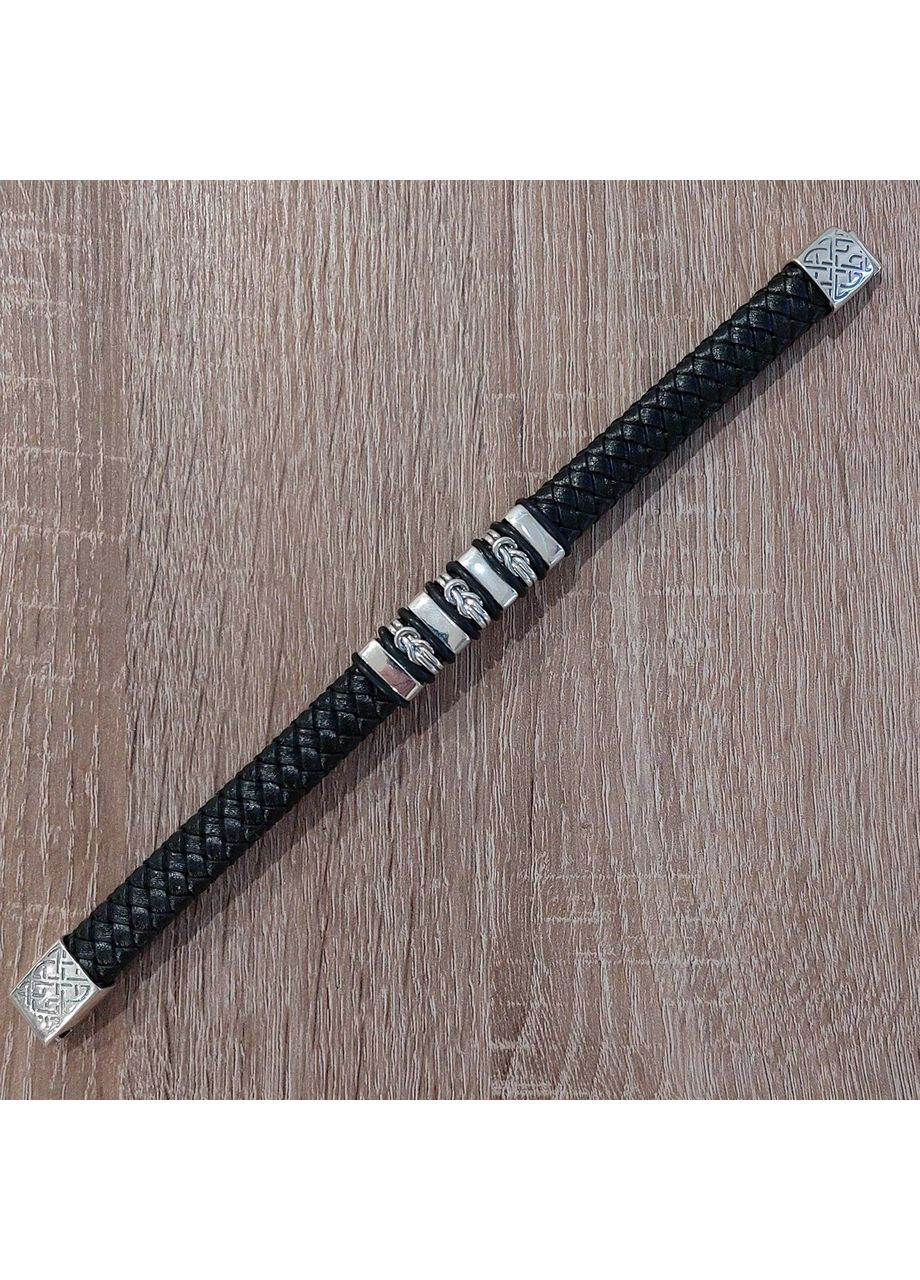 Браслет Серебряные узлы с натуральной кожей 20 см No Brand (355921856)