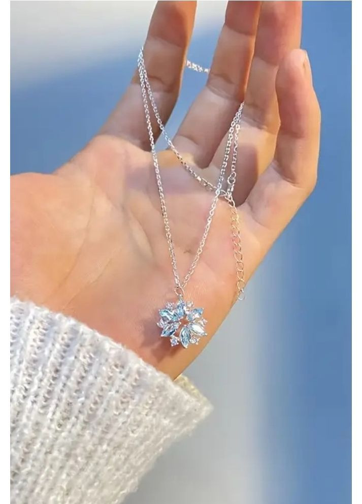 Підвіска блакитна сніжинка новорічний кулон на ланцюгу, 1736 No Brand (368887145)