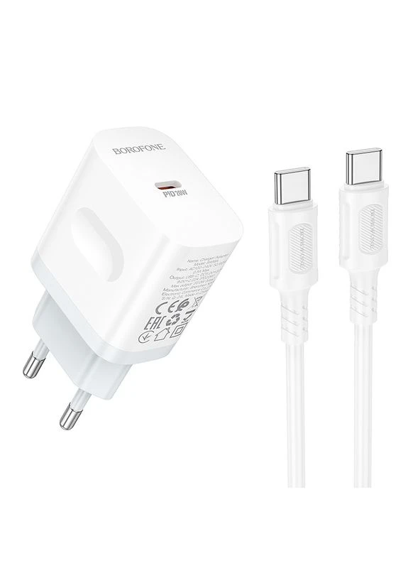 Сетевое зарядное устройство с кабелем BA99A Breeze single port PD20W charger set(C to C) Borofone (389299442)