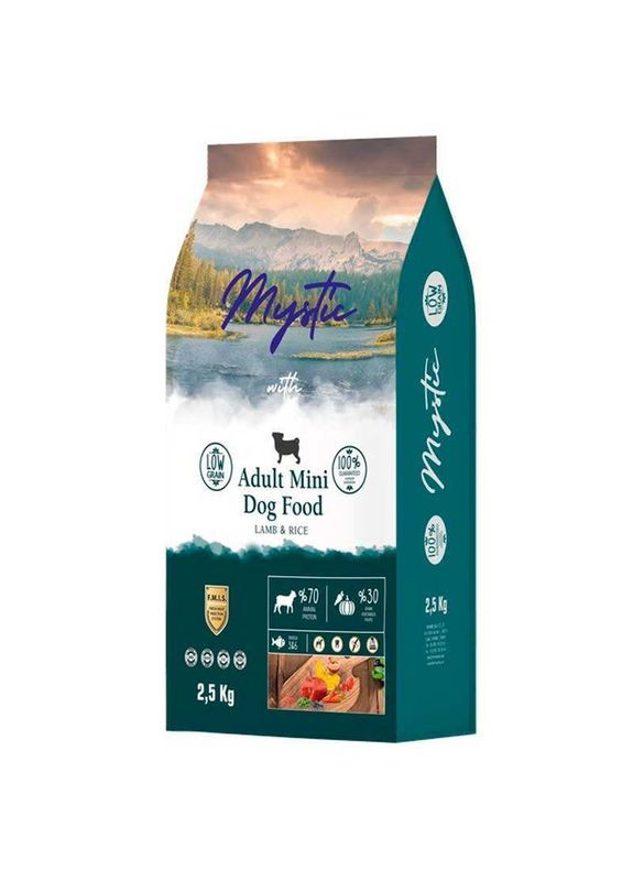 Низькозерновий сухий корм з ягням і рисом для дорослих собак дрібних порід Adult Mini Dog Food Lamb&Rice - 2,5 кг Mystic (336183580)
