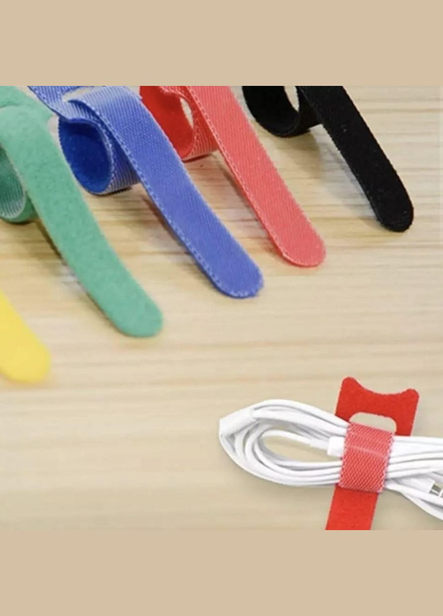 Органайзер кабелю Beus Pro стяжка липучка хомут для проводів 50 штук багаторазові Різнокольорові No Brand (330778710)