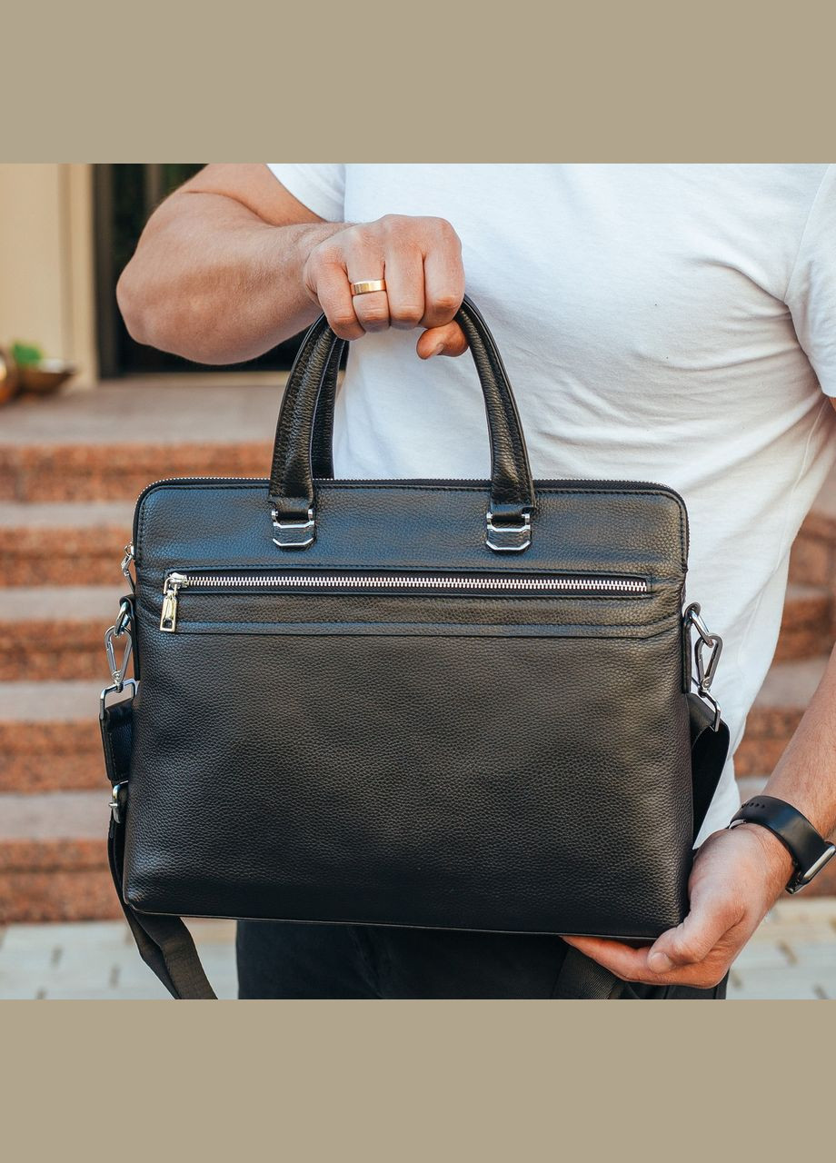 Кожаная мужская деловая сумка-портфель черная 30987 Tiding Bag (336551857)