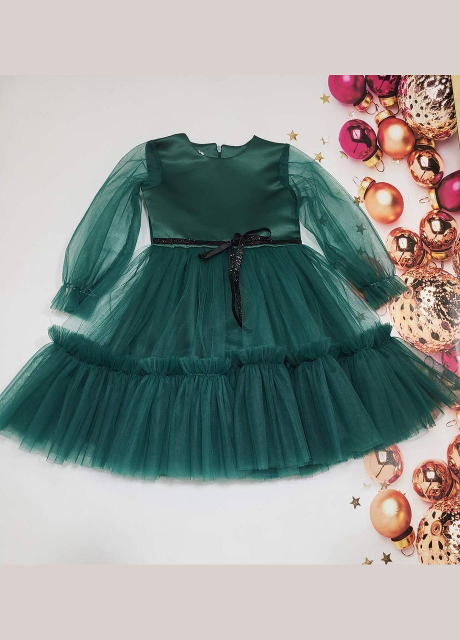 Зелена ошатне дитяче плаття з фатином No Brand (351502563)