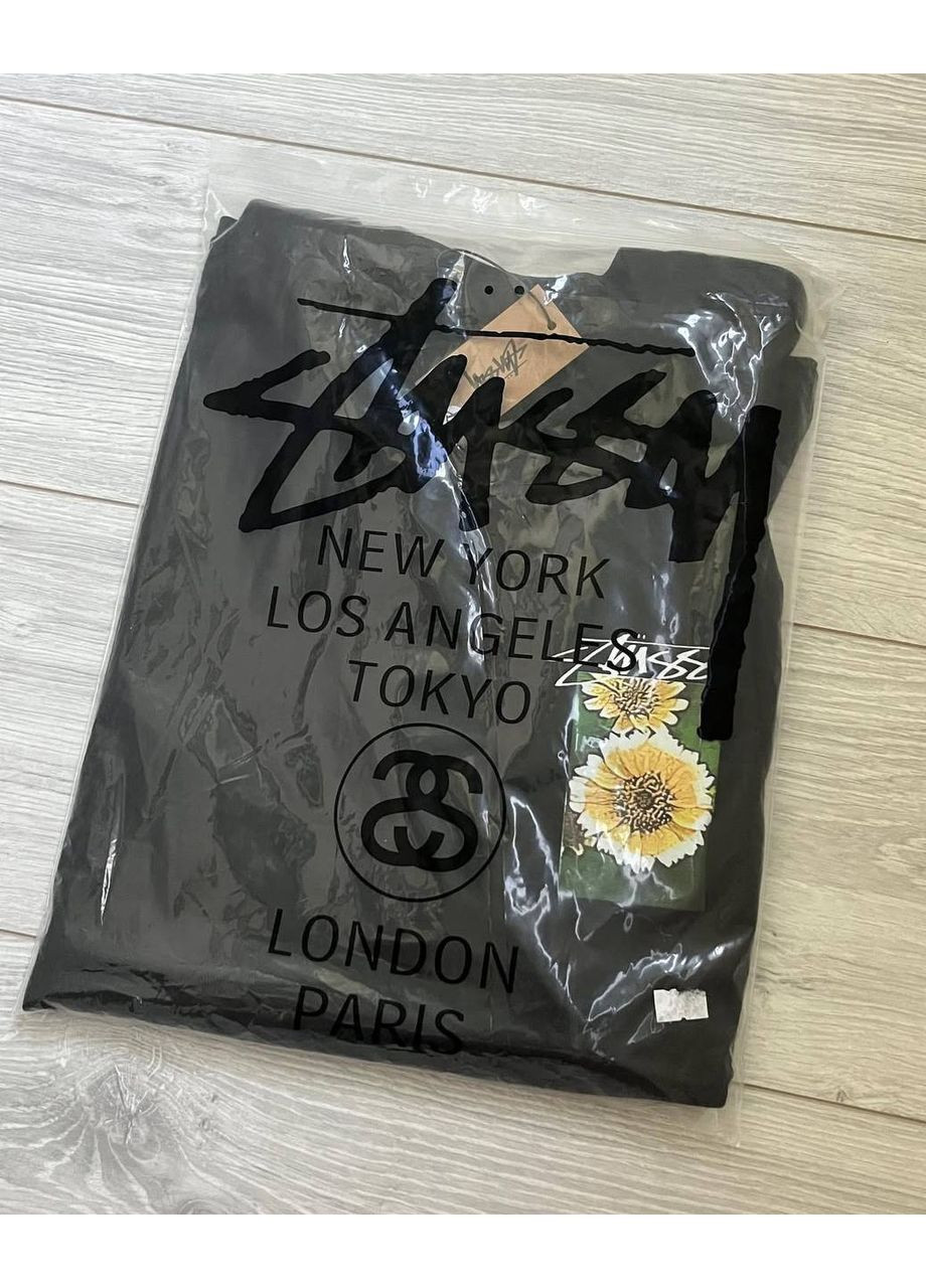 Біла футболка чорна, біла з красивим переднім принтом в стилі stussy No Brand