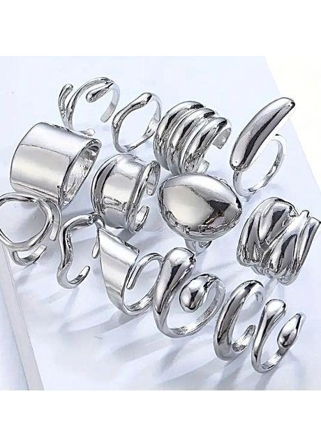 Кольца женские набор 14 единиц jeweston серебристые No Brand (365301764)