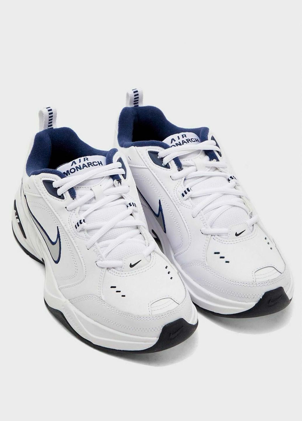 Белые всесезонные мужские кроссовки air monarch iv 415445-102 весна-осень кожа текстиль белые Nike