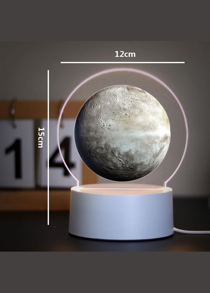 3D ночник «Луна» с LED подсветкой, 15×12 см, акриловая лампа с питанием от USB No Brand (346440130)