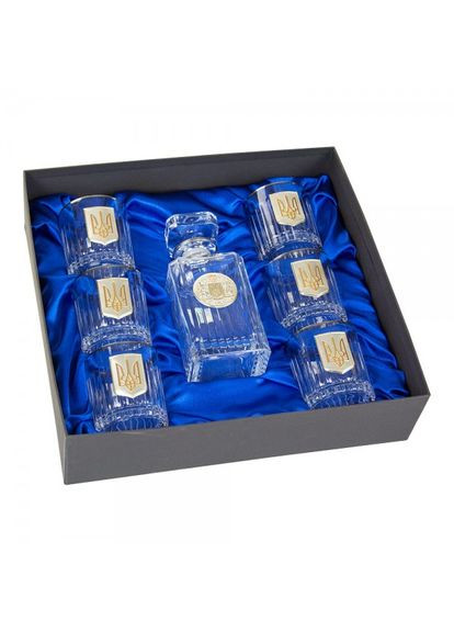 Набір для віскі "Тризуб" графін та 6 келихів кришталь, платина, захисний лак (GPB7TRY2PG/L) Boss Crystal (302666419)