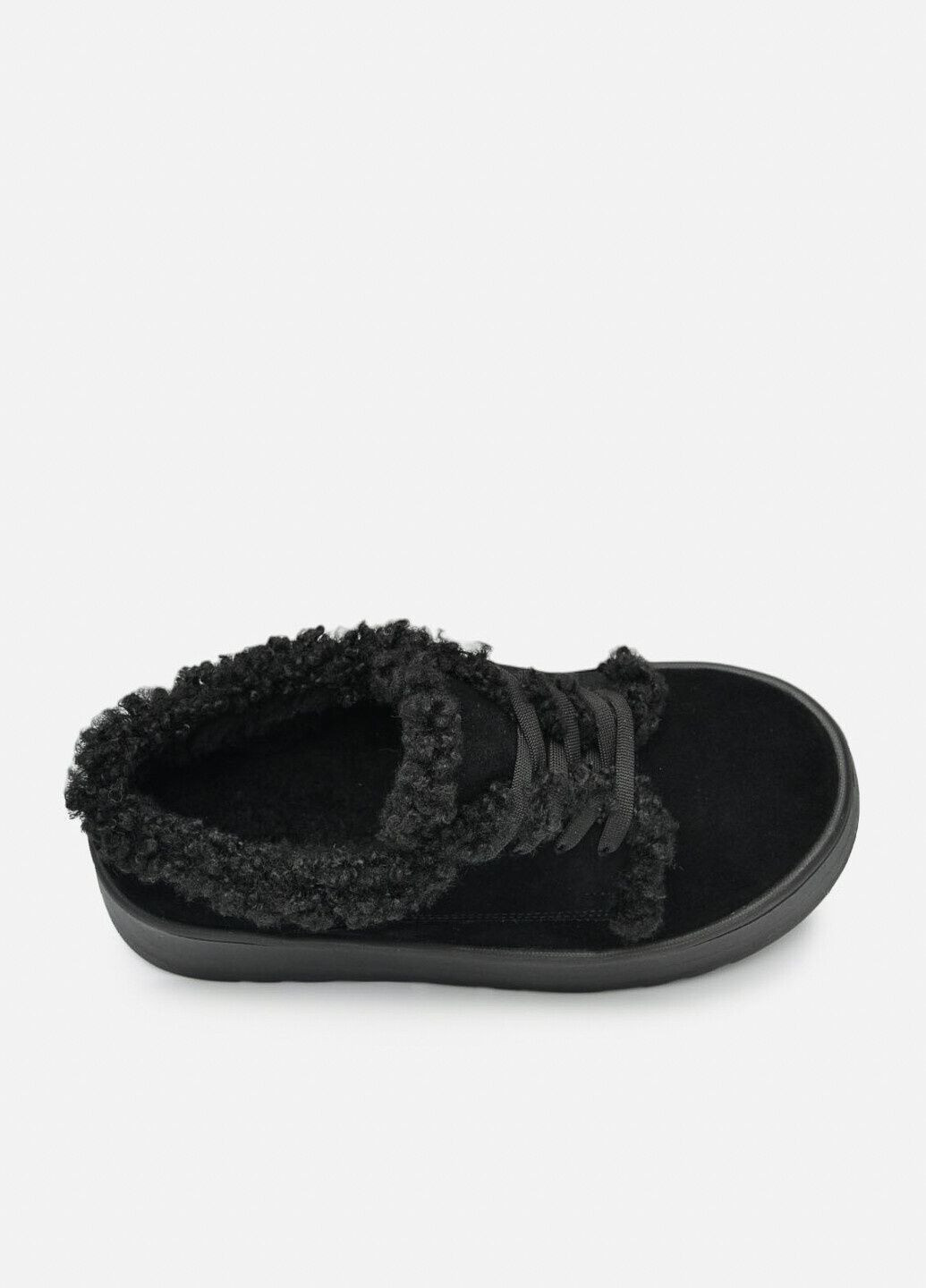 Чорні зимові замшеві кеди з хутряною опушкою та високою підошвою в чорному кольорі (відшив 3 дні) Paradize