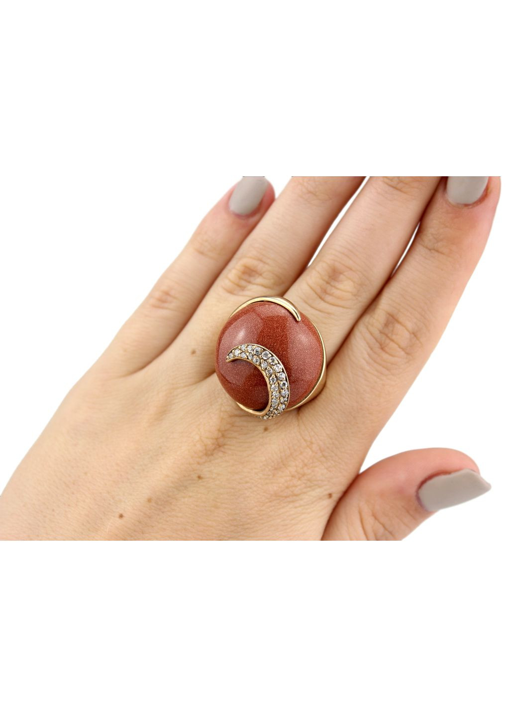 Кільце срібне з позолотою та авантюрином 55 2982В, розмір, 18 розмір No Brand (316398479)