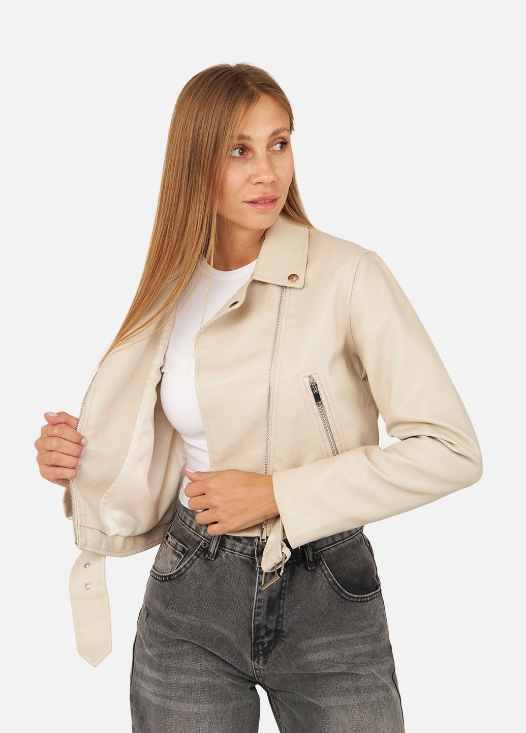 Сіра демісезонна жіноча куртка косуха колір сірий цб-00256287 No Brand