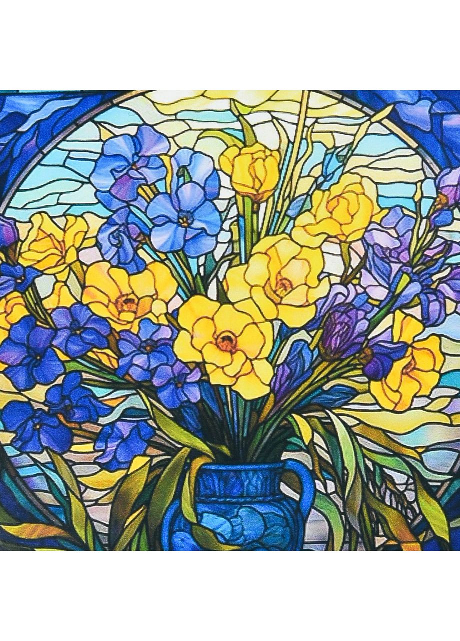 Алмазна мозаїка ПРЕМІУМ Вітражні квіти розміром 30х30 см не повна викладка (DEEX16280) Strateg (362446240)