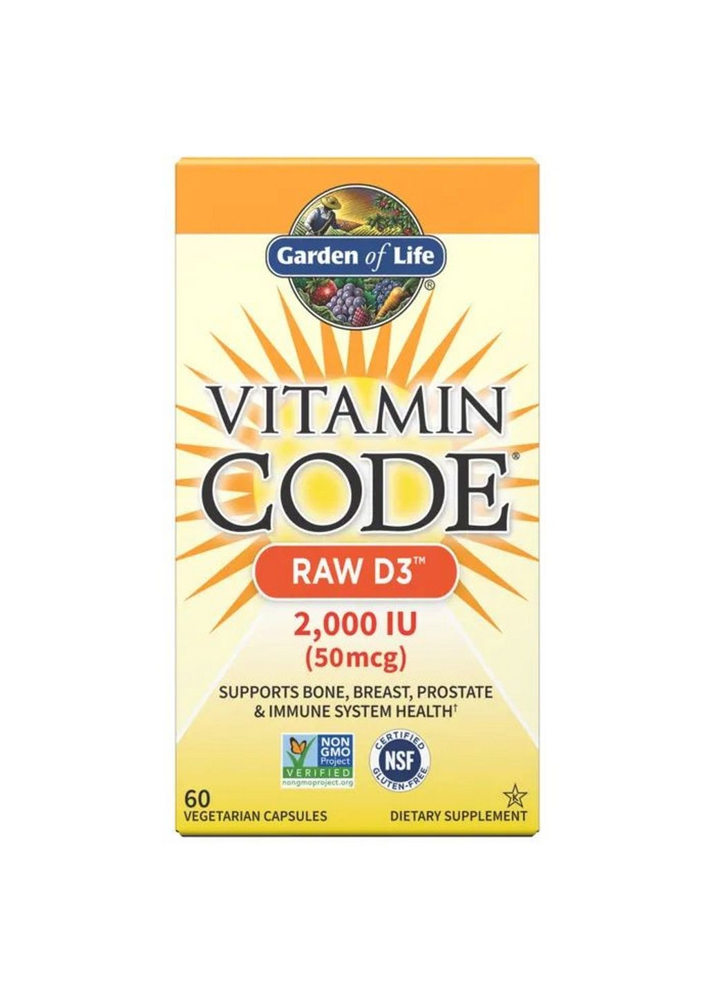 Витамины и минералы Vitamin Code Raw Vitamin D3 50 mcg, 60 вегакапсул Garden of Life (293420902)