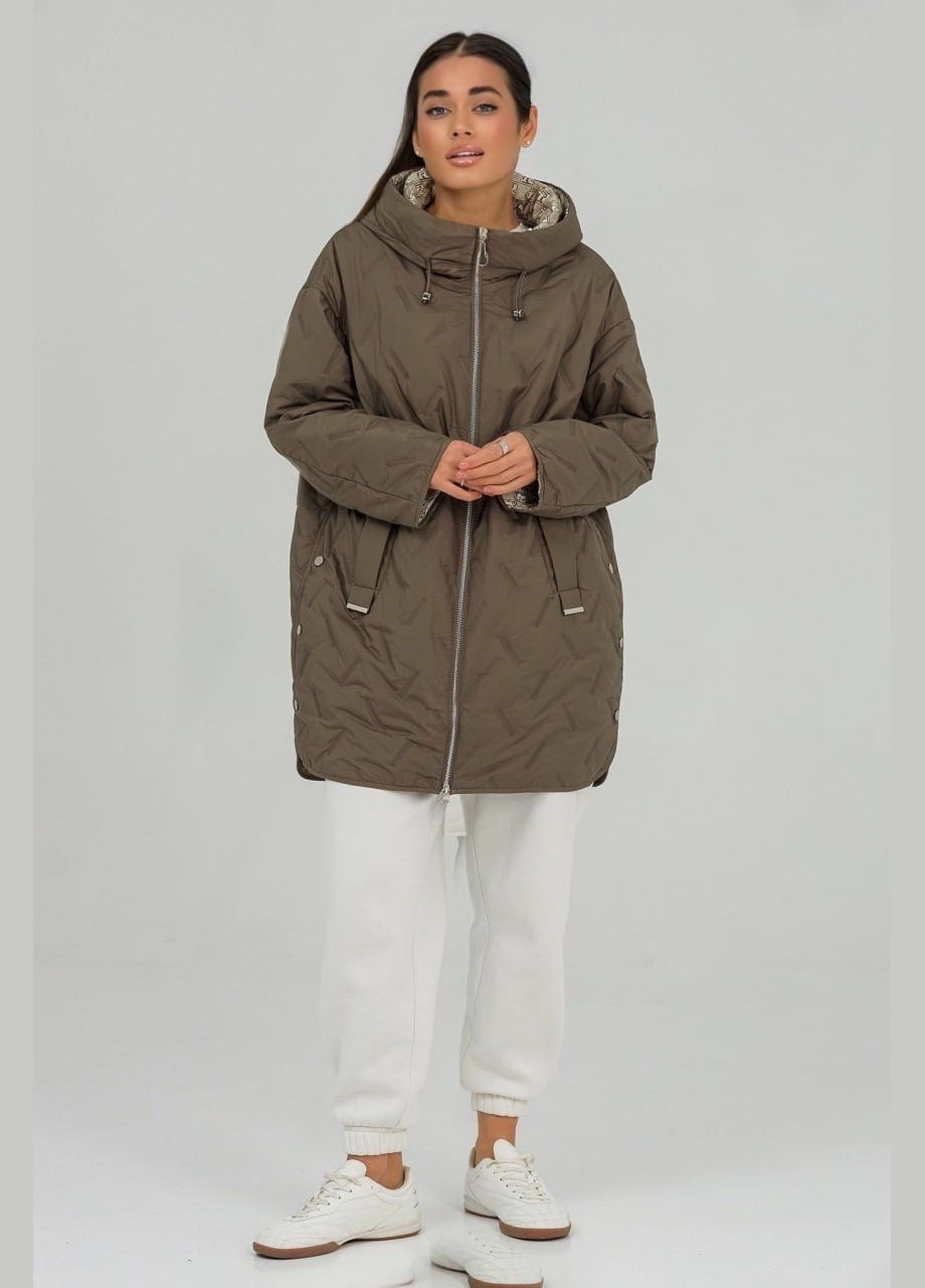 Коричневая демисезонная куртка большого размера Lora