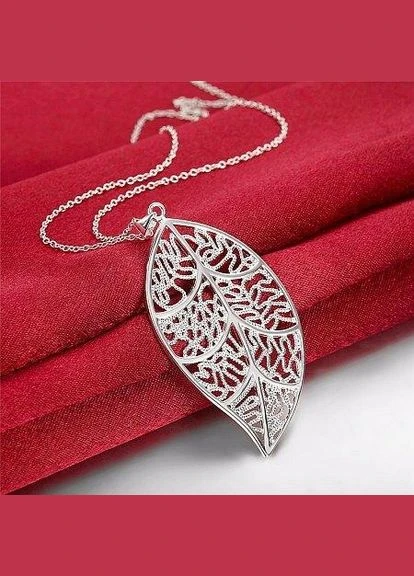 Посеребрённый кулон на цепи 925 Ажурный лист,513 Fashion Jewelry (338431400)