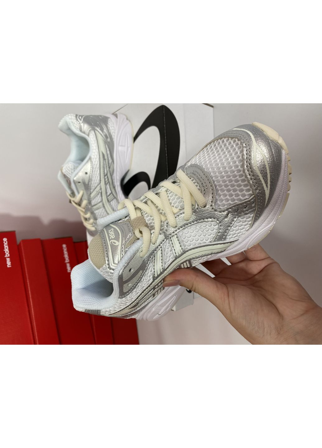 КРОСІВКИ ЖІНОЧІ ASICS GEL-KAYANO 14 WHITE SILVER АСІКС ГЕЛЬ КАЯНО 14 No Brand білі демісезони (367168494)