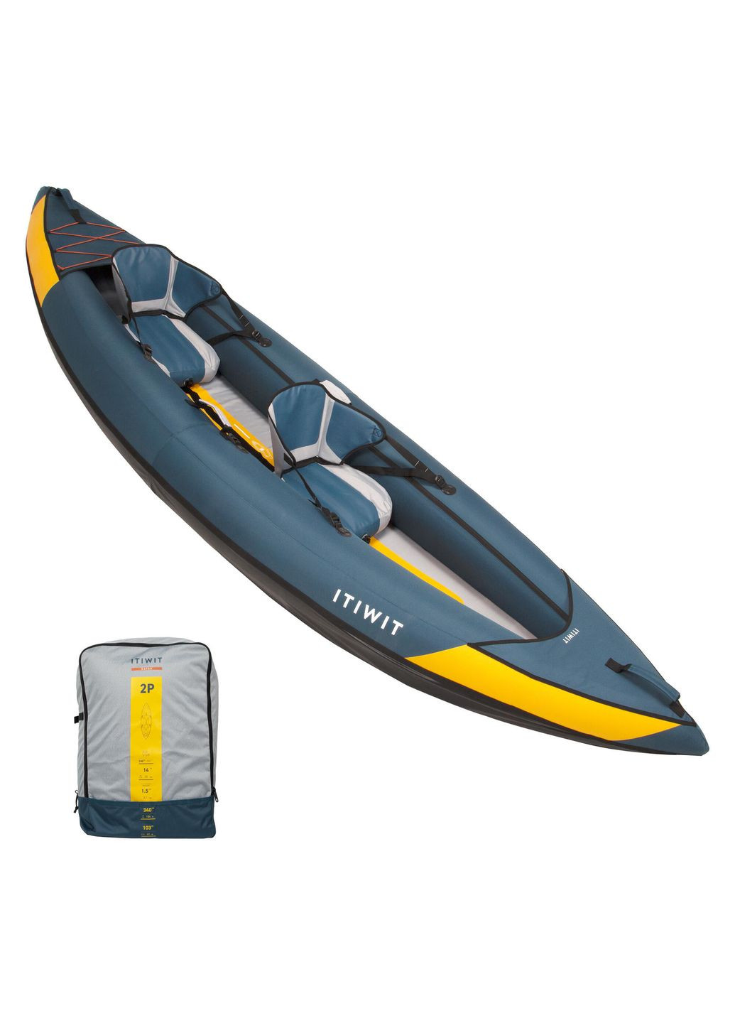 Надувний Туристичний Каяк Двомісний 3,4 х 1,03 м Синій Itiwit (342966700)