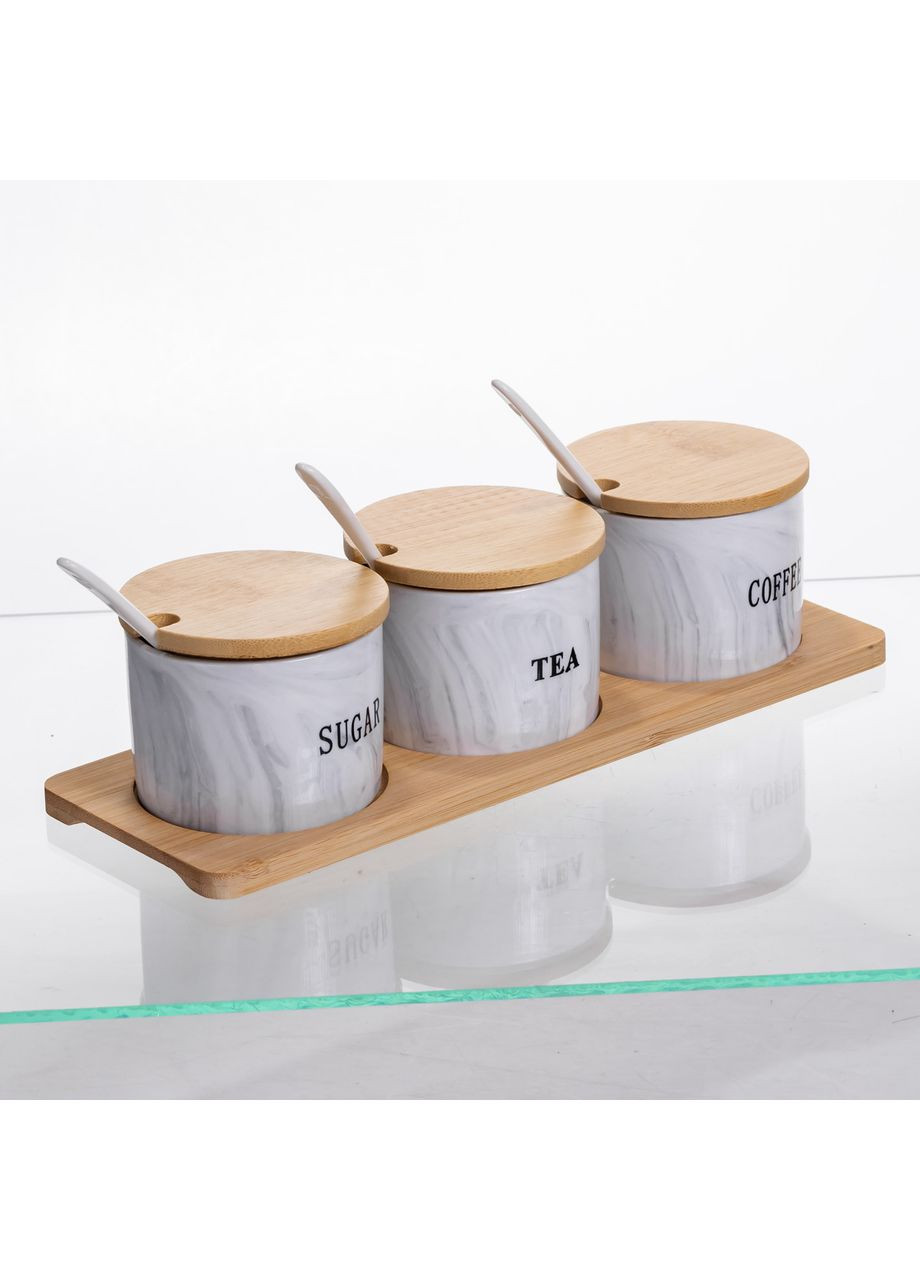 Набор фарфоровых банок на подставке 3 шт по 180 (мл) SCT-660 Yiwu (371479006)