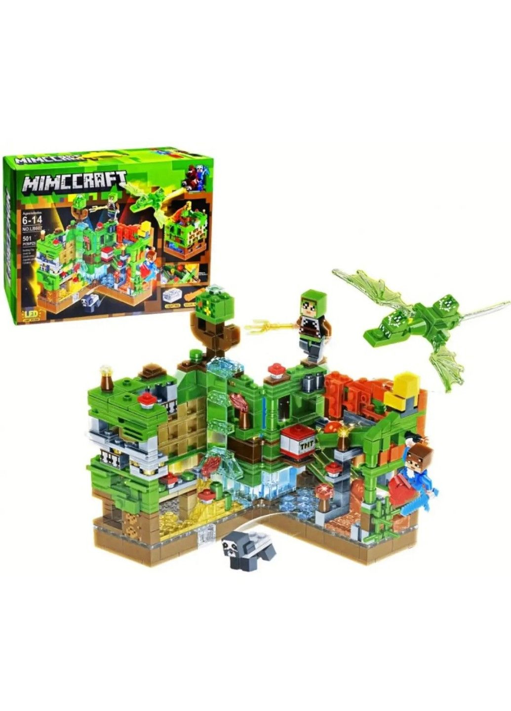 Конструктор блочний пластиковий Фортеця Minecraft My World Майнкрафт 501 деталей 47,5*32*7 см No Brand (333719760)