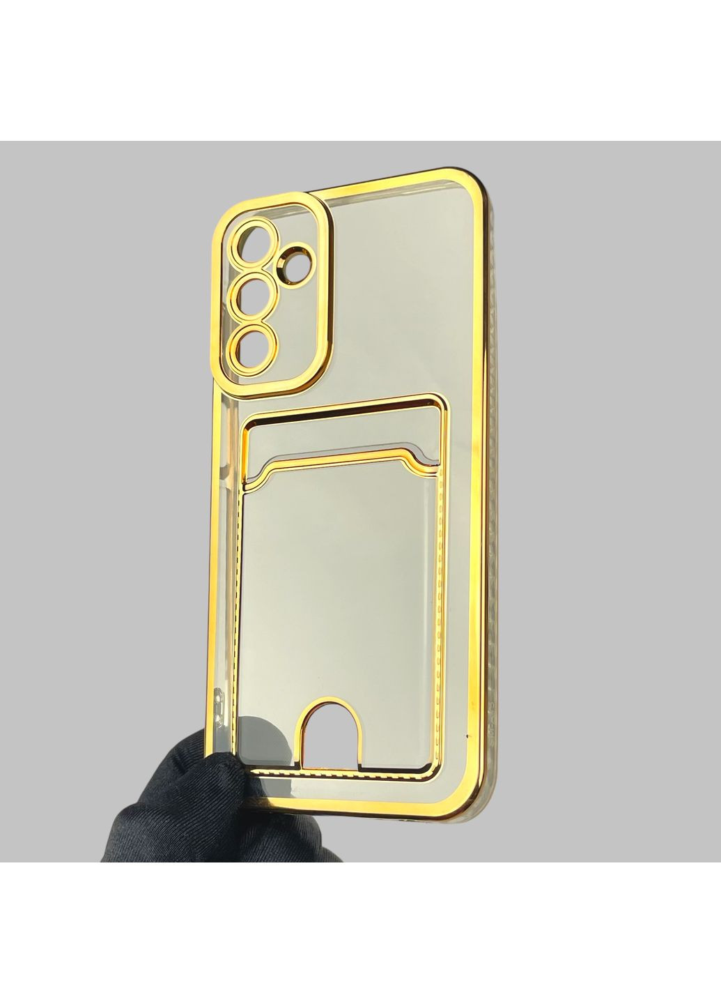 Чохол для Galaxy A15 (SM-A155M) із золотою окантовкою з кишенькою для карток на самсунг а15 золотий Samsung (366020901)